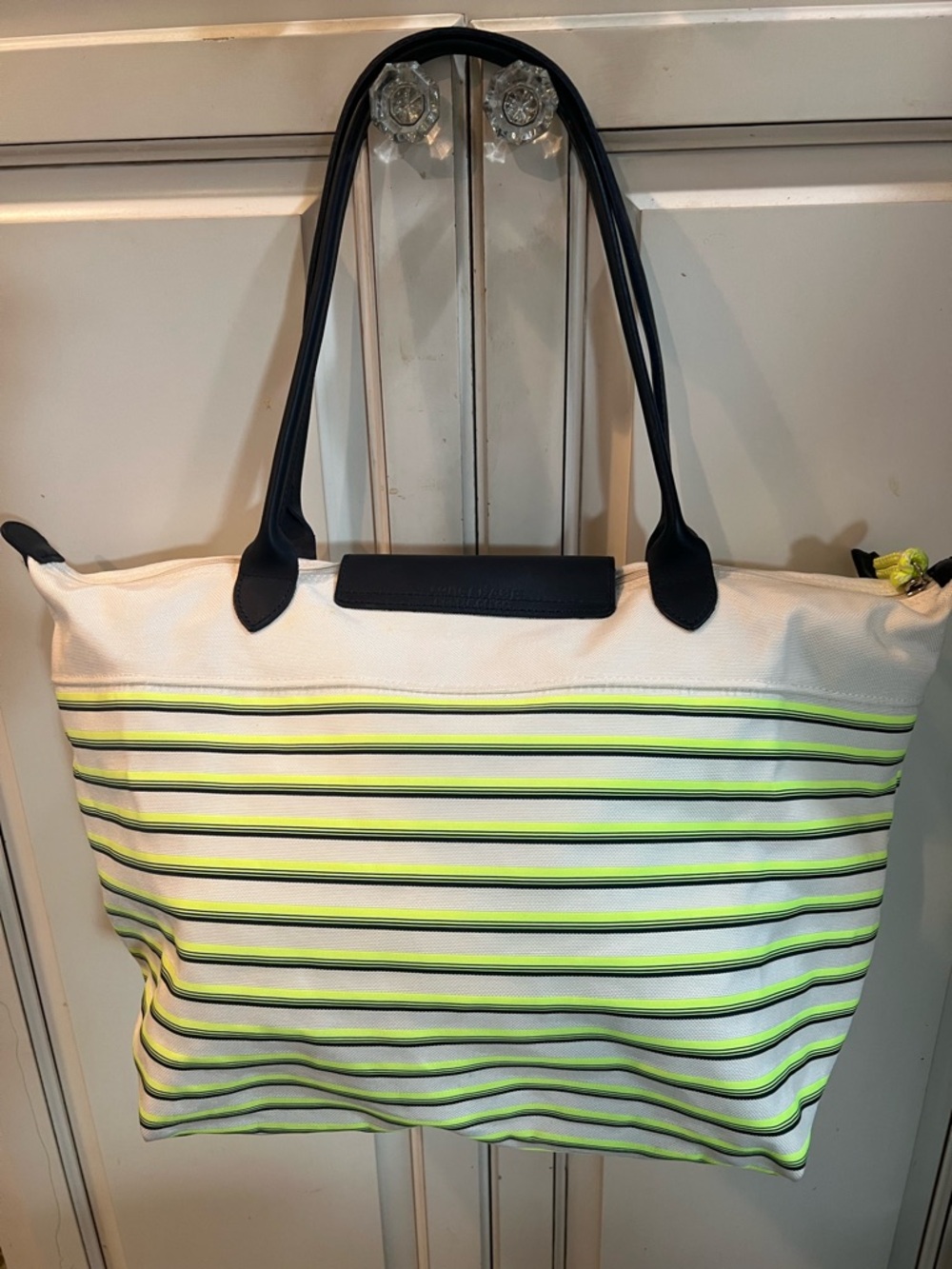 LongChamp le pliage mariners travel tote limited-edition neon stripe -Authentic - Picture 2 of 5